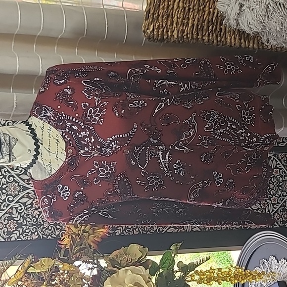 Croft&Barrow paisley button front cardigan - Picture 1 of 10